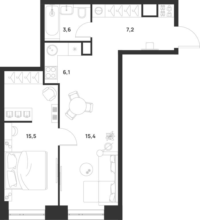 1-BD Apartment Sale, 47.9平方米 at Voice Towers, 1st Grayvoronovsky Drive, Moscow, Russia #1 1-BD Apartment Sale, 47.9平方米 at Voice Towers, 1st Grayvoronovsky Drive, Moscow, Russia #1