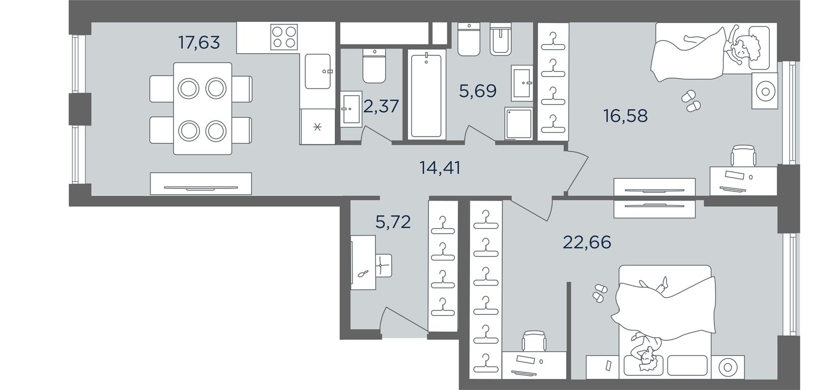 2-BD Apartment Sale, 76.2 sq. m. at Headliner, Shmitovsky Drive, 39, Moscow, Russia #2