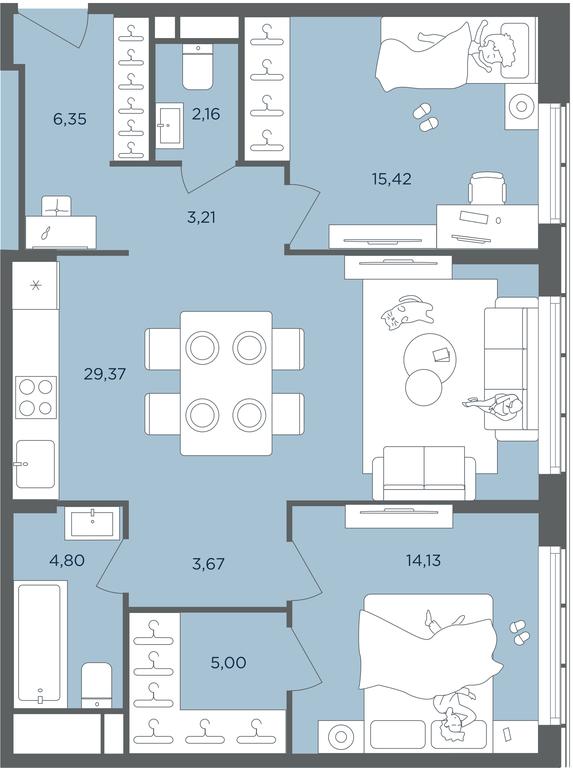 1-BD Apartment Sale, 84.4 sq. m. at Headliner, Shmitovsky Drive, 39, Moscow, Russia #2