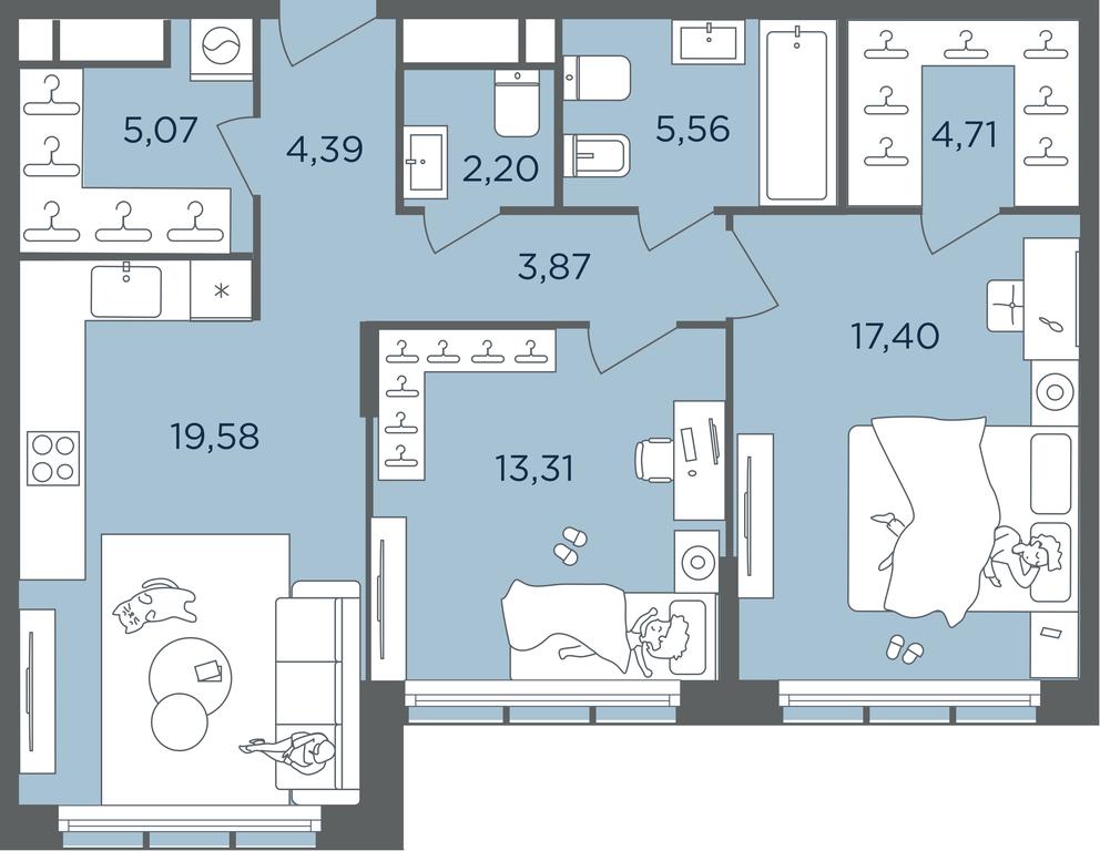1-BD Apartment Sale, 76.2平方米 at Headliner, Shmitovsky Drive, 39, Moscow, Russia #2