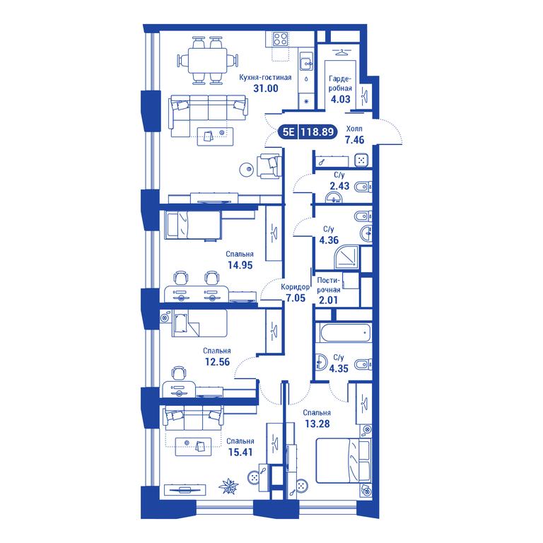 4-BD Apartment Sale, 118.1平方米 at iLove, улица Бочкова, 11А, Москва, Россия #1 4-BD Apartment Sale, 118.1平方米 at iLove, улица Бочкова, 11А, Москва, Россия #1