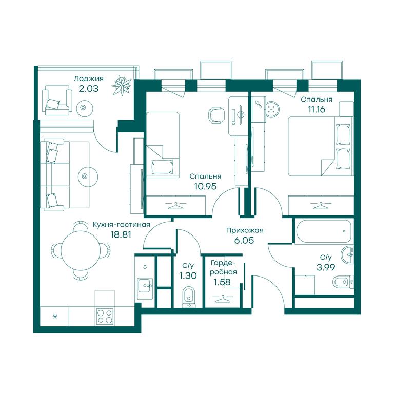 2-BD Apartment Sale, 56 sq. m. at Ravnovesie, zhiloy kompleks Ravnovesiye, selo Perkhushkovo, Odintsovskiy City District, Moscow Region, Russia #1 2-BD Apartment Sale, 56 sq. m. at Ravnovesie, zhiloy kompleks Ravnovesiye, selo Perkhushkovo, Odintsovskiy City District, Moscow Region, Russia #1
