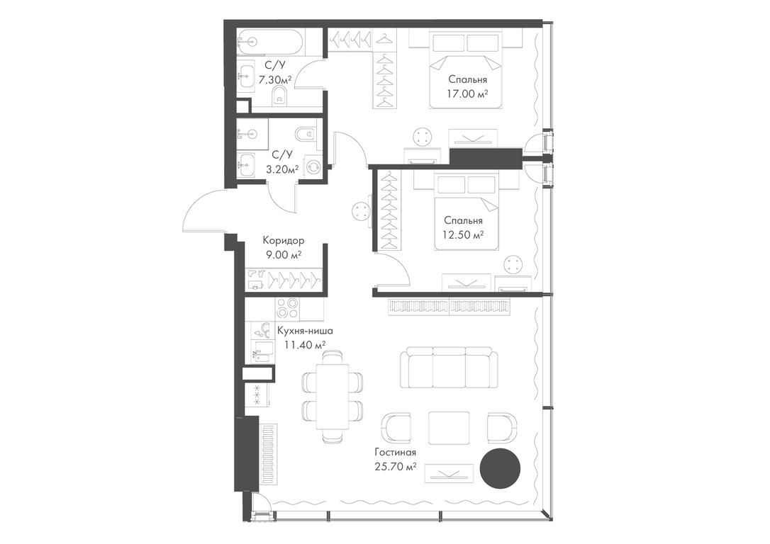 2-BD Apartment Sale, 83.1平方米 at Slava, Leningradskiy Avenue, 8с10, Moscow, Russia #2 2-BD Apartment Sale, 83.1平方米 at Slava, Leningradskiy Avenue, 8с10, Moscow, Russia #2