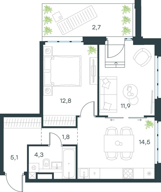 1-BD Apartment Sale, 53.1 sq. m. at Level Yzhnoportovaya, Yuzhnoportovaya Street, 28Ас17, Moscow, Russia #1 1-BD Apartment Sale, 53.1 sq. m. at Level Yzhnoportovaya, Yuzhnoportovaya Street, 28Ас17, Moscow, Russia #1