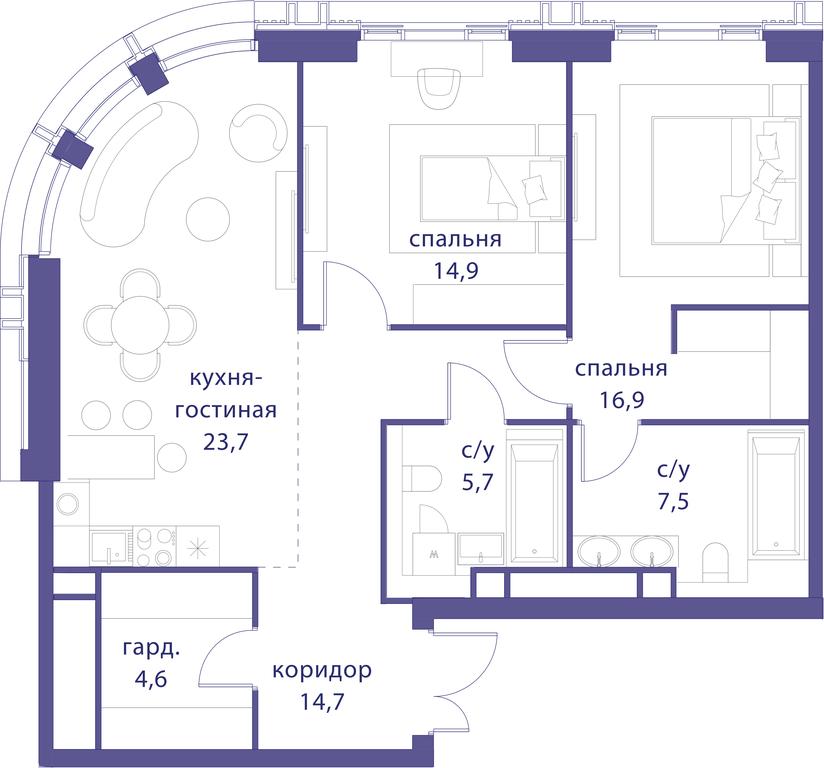 2-BD Apartment Sale, 88 sq. m. at Tatarskaya 35, Bolshaya Tatarskaya Street, Moscow, Russia #1 2-BD Apartment Sale, 88 sq. m. at Tatarskaya 35, Bolshaya Tatarskaya Street, Moscow, Russia #1