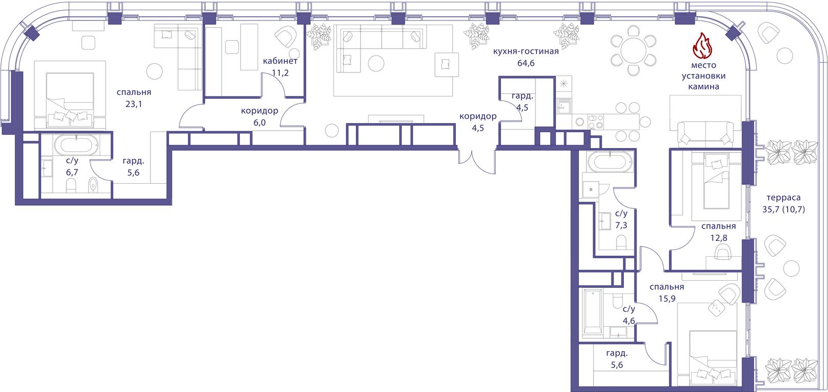 4-BD Apartment Sale, 194 sq. m. at Tatarskaya 35, Bolshaya Tatarskaya Street, Moscow, Russia #1