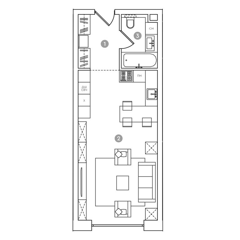 Apartment Sale, 40.5平方米 at RED7, Akademika Sakharova Avenue, 11, Moscow, Russia #1