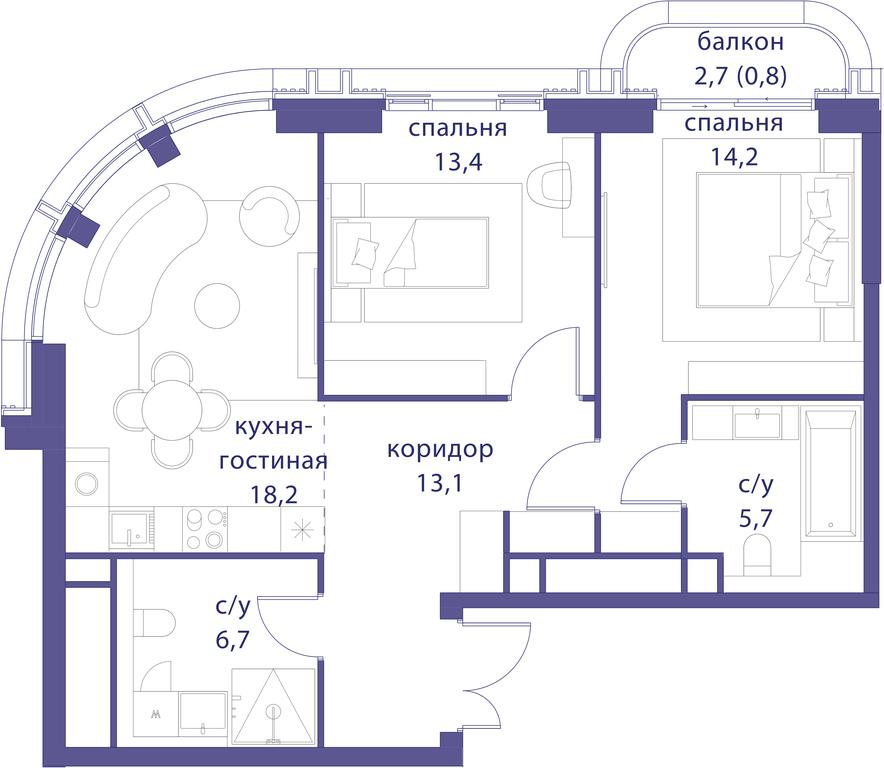 2-BD Apartment Sale, 72.1 sq. m. at Tatarskaya 35, Bolshaya Tatarskaya Street, Moscow, Russia #1 2-BD Apartment Sale, 72.1 sq. m. at Tatarskaya 35, Bolshaya Tatarskaya Street, Moscow, Russia #1