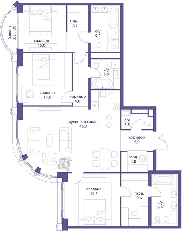 3-BD Apartment Sale, 160.1平方米 at Tatarskaya 35, Bolshaya Tatarskaya Street, Moscow, Russia #1 3-BD Apartment Sale, 160.1平方米 at Tatarskaya 35, Bolshaya Tatarskaya Street, Moscow, Russia #1