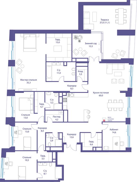 6-BD Apartment Sale, 276.4 sq. m. at Reka, Michurinsky Avenue, 60к1, Moscow, Russia #1 6-BD Apartment Sale, 276.4 sq. m. at Reka, Michurinsky Avenue, 60к1, Moscow, Russia #1