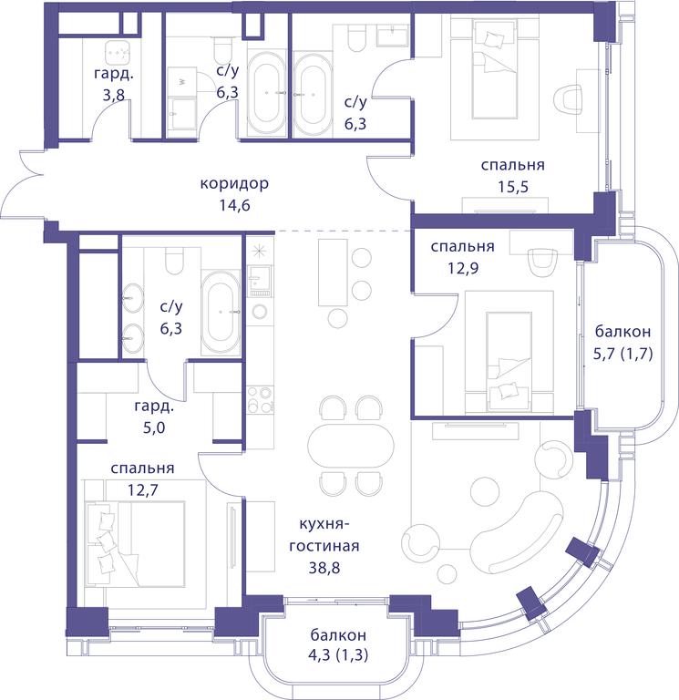 3-BD Apartment Sale, 125.2 sq. m. at Tatarskaya 35, Bolshaya Tatarskaya Street, Moscow, Russia #1 3-BD Apartment Sale, 125.2 sq. m. at Tatarskaya 35, Bolshaya Tatarskaya Street, Moscow, Russia #1