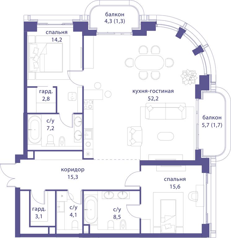 2-BD Apartment Sale, 126.1 sq. m. at Tatarskaya 35, Bolshaya Tatarskaya Street, Moscow, Russia #1 2-BD Apartment Sale, 126.1 sq. m. at Tatarskaya 35, Bolshaya Tatarskaya Street, Moscow, Russia #1