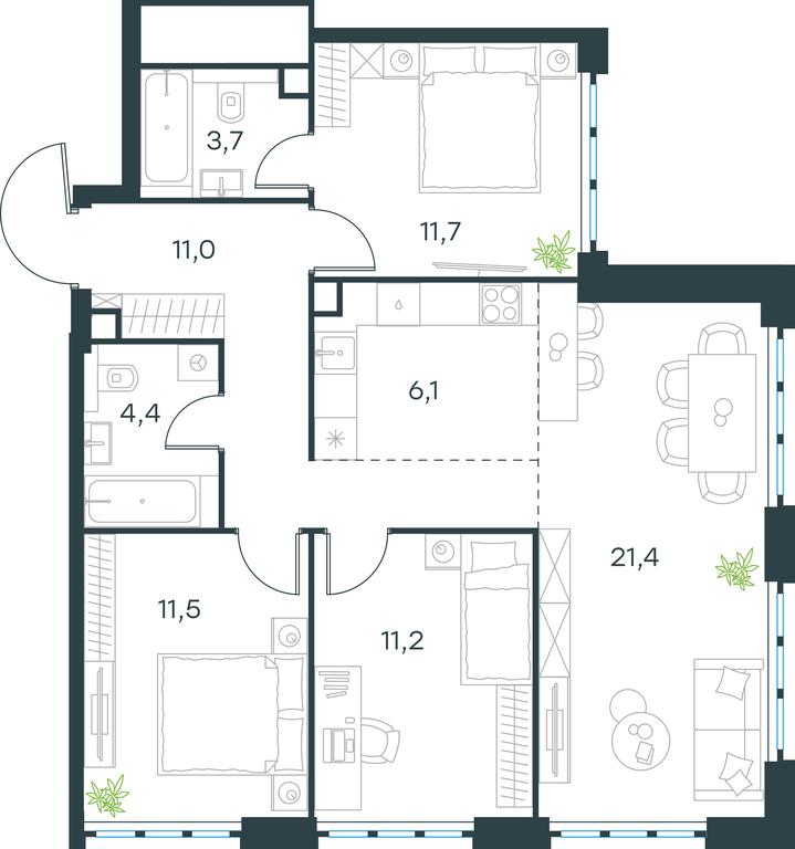 3-BD Apartment Sale, 81平方米 at Level Yzhnoportovaya, Yuzhnoportovaya Street, 28Ас17, Moscow, Russia #1 3-BD Apartment Sale, 81平方米 at Level Yzhnoportovaya, Yuzhnoportovaya Street, 28Ас17, Moscow, Russia #1