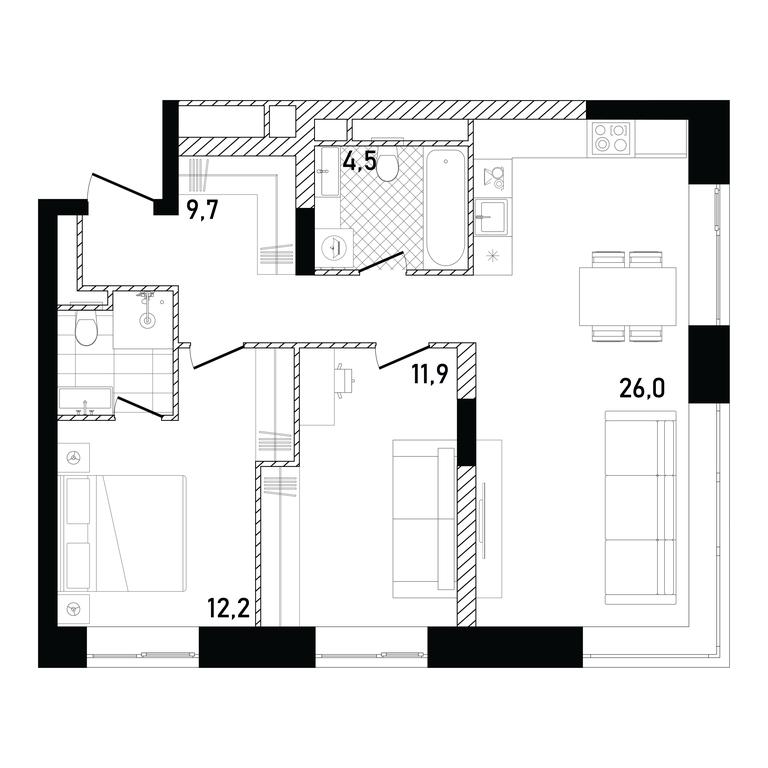 2-BD Apartment Sale, 67.45 sq. m. at Republic, Presnensky Val Street, 27с1, Moscow, Russia #1 2-BD Apartment Sale, 67.45 sq. m. at Republic, Presnensky Val Street, 27с1, Moscow, Russia #1