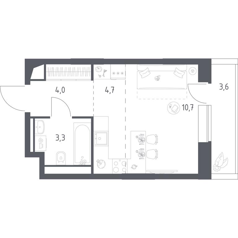 Apartment Sale, 23.81 sq. m. at Vereiskaya 41, Vereyskaya Street, 41, Moscow, Russia #2
