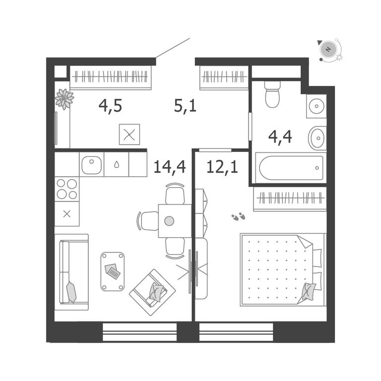 1-BD Apartment Sale, 39 sq. m. at Shagal, Автозаводская улица, 23, Москва, Россия #1