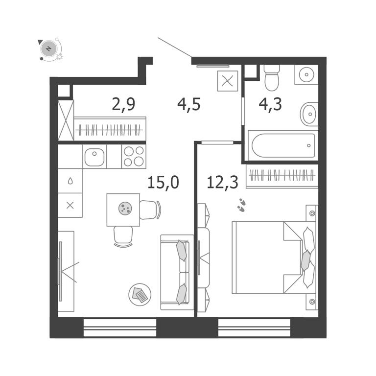 1-BD Apartment Sale, 39 sq. m. at Shagal, Автозаводская улица, 23, Москва, Россия #2