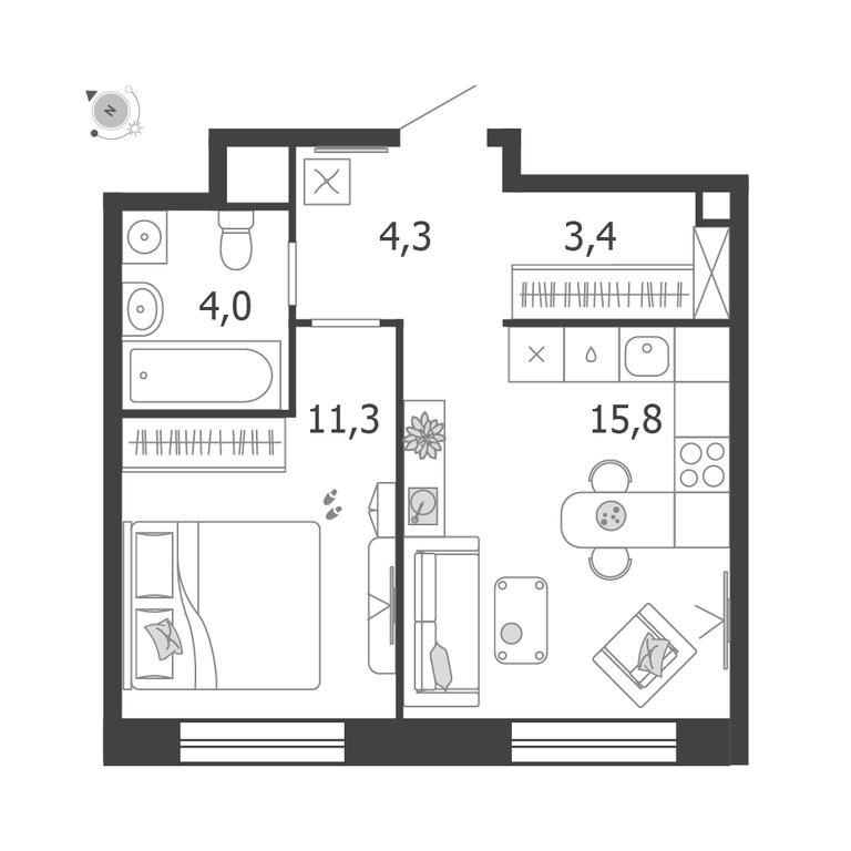1-BD Apartment Sale, 38.8 sq. m. at Shagal, Автозаводская улица, 23, Москва, Россия #1 1-BD Apartment Sale, 38.8 sq. m. at Shagal, Автозаводская улица, 23, Москва, Россия #1