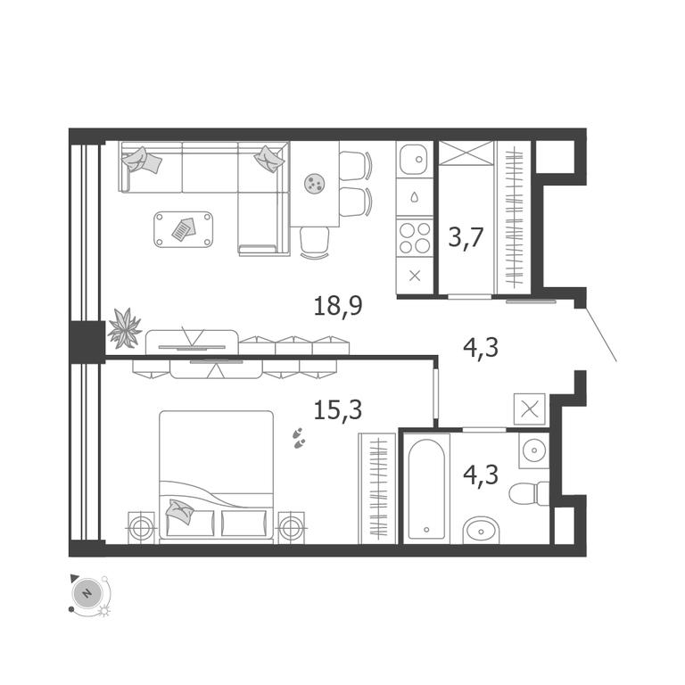 1-BD Apartment Sale, 46.5 sq. m. at Shagal, Автозаводская улица, 23, Москва, Россия #1 1-BD Apartment Sale, 46.5 sq. m. at Shagal, Автозаводская улица, 23, Москва, Россия #1
