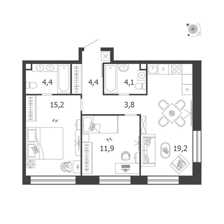 2-BD Apartment Sale, 63平方米 at Shagal, Автозаводская улица, 23, Москва, Россия #1 2-BD Apartment Sale, 63平方米 at Shagal, Автозаводская улица, 23, Москва, Россия #1