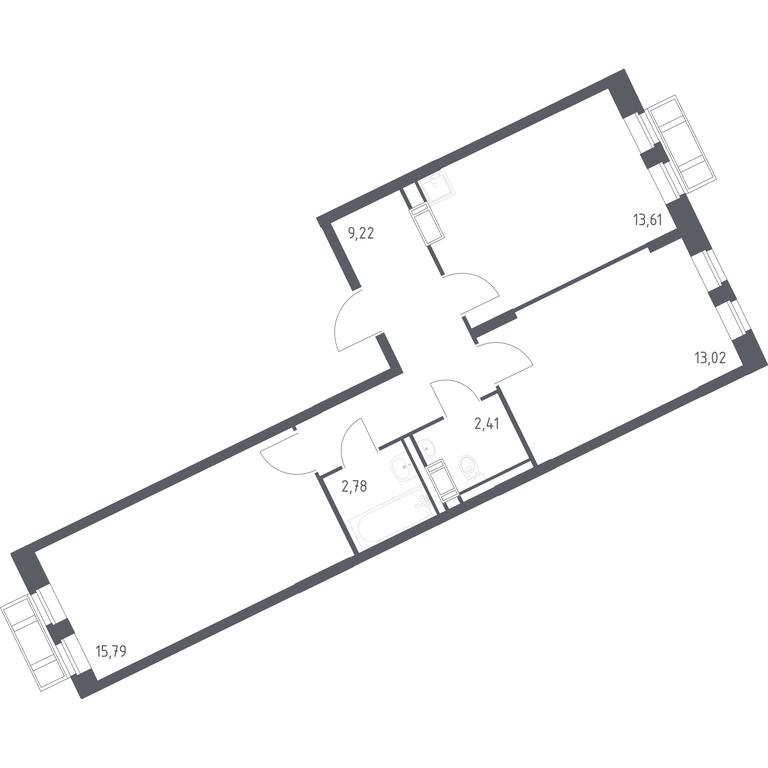 1-BD Apartment Sale, 56.83 sq. m. at Rublevskiy Kvartal, Laykovo Green Quarter, zhiloy kompleks Gorod-sobytiye Laykovo, selo Laykovo, Odintsovskiy City District, Moscow Region, Russia #1