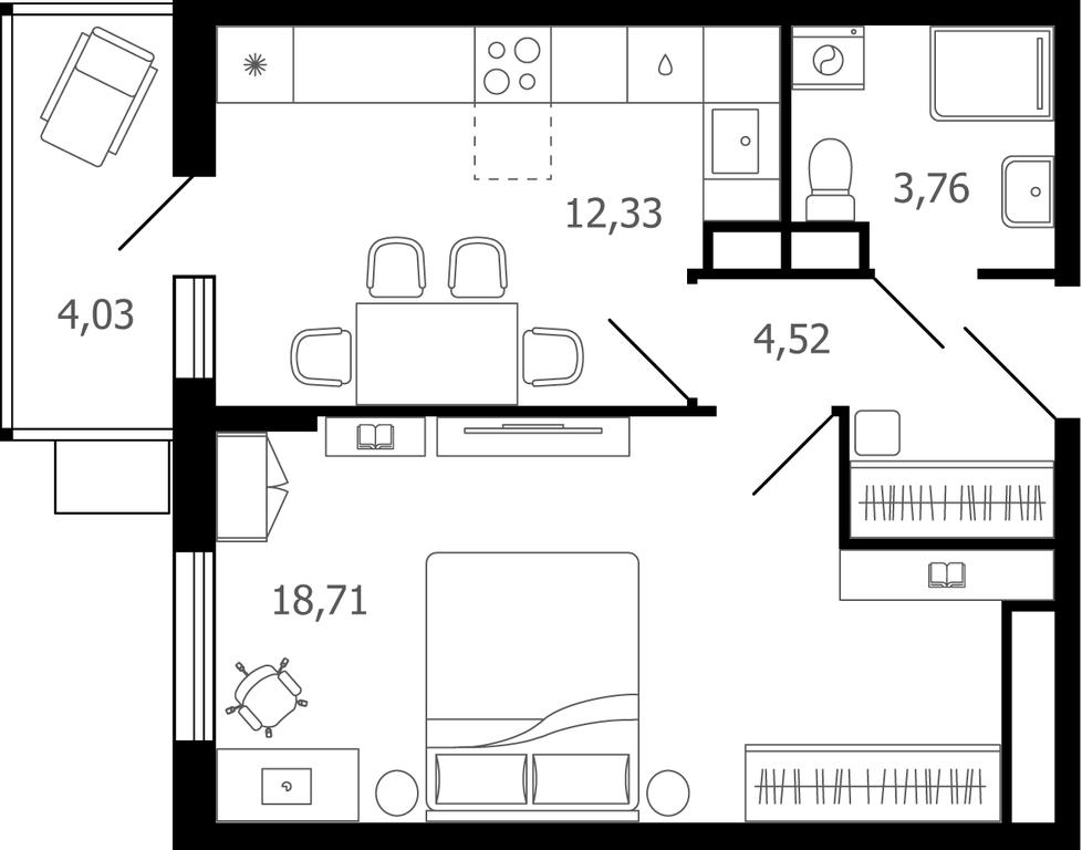 1-BD Apartment Sale, 40.8 sq. m. at Desyatka, Molodyozhnaya Street, 8, Ramenskoye, Moscow Region, Russia #1