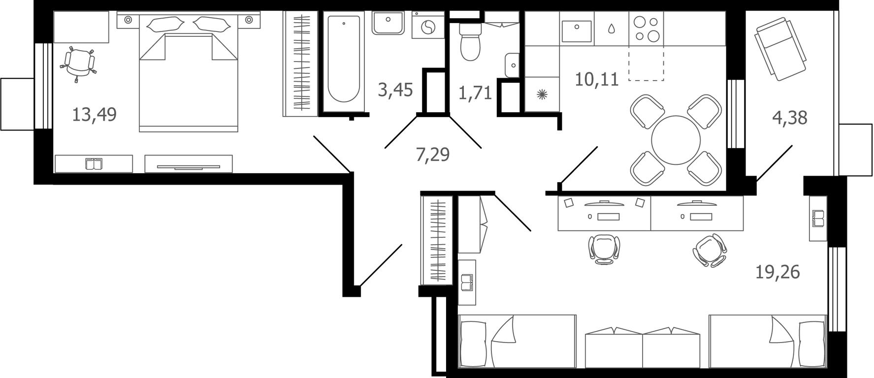 2-BD Apartment Sale, 57.7 sq. m. at Desyatka, Molodyozhnaya Street, 8, Ramenskoye, Moscow Region, Russia #1