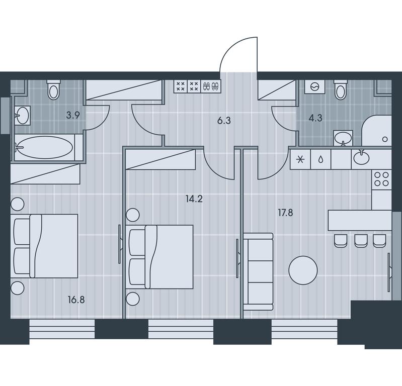 2-BD Apartment Sale, 63.3 sq. m. at Ever, Obrucheva Street, вл23, Moscow, Russia #1 2-BD Apartment Sale, 63.3 sq. m. at Ever, Obrucheva Street, вл23, Moscow, Russia #1