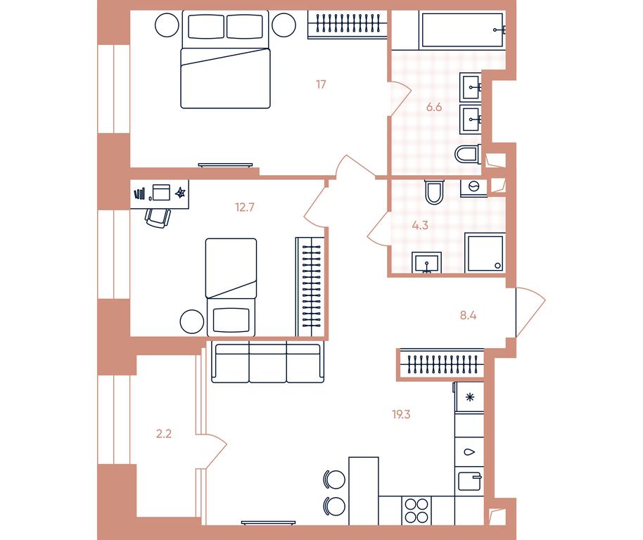 2-BD Apartment Sale, 70.5平方米 at Era, Derbenevskaya Street, Moscow, Russia #1