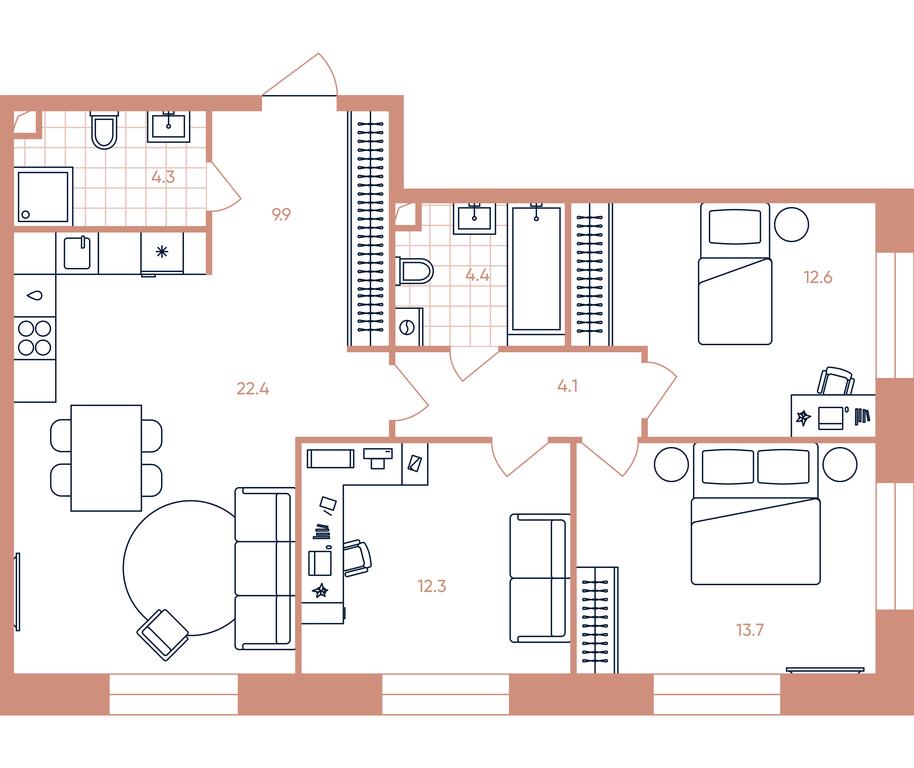 3-BD Apartment Sale, 83.7平方米 at Era, Derbenevskaya Street, Moscow, Russia #1 3-BD Apartment Sale, 83.7平方米 at Era, Derbenevskaya Street, Moscow, Russia #1