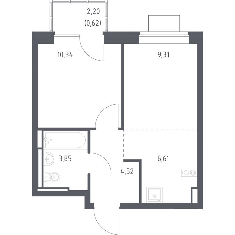 Apartment Sale, 35.25平方米 at Bogdanovskiy Les, derevnya Bogdanikha, Leninskiy City District, Moscow Region, Russia #1 Apartment Sale, 35.25平方米 at Bogdanovskiy Les, derevnya Bogdanikha, Leninskiy City District, Moscow Region, Russia #1
