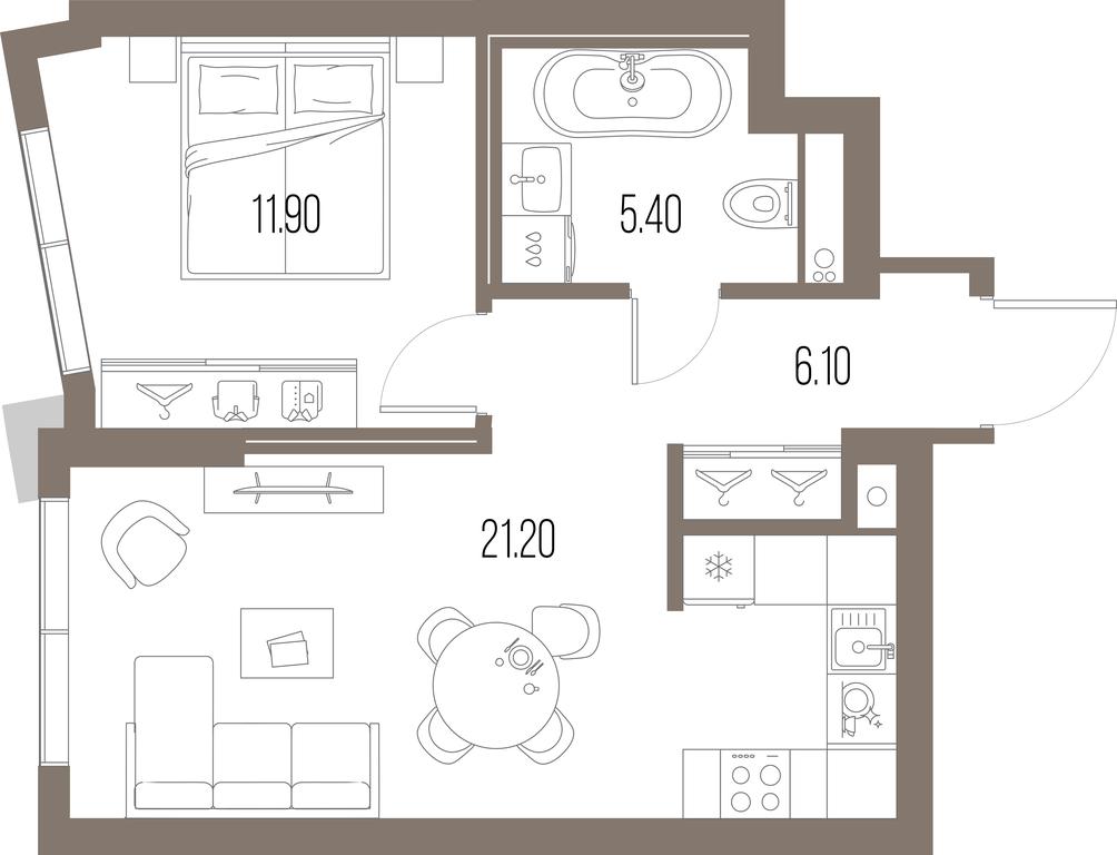 1-BD Apartment Sale, 44.6平方米 at Severny Port, Leningradskoye Highway, Moscow, Russia #1