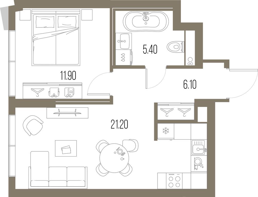 1-BD Apartment Sale, 44.6 sq. m. at Severny Port, Leningradskoye Highway, Moscow, Russia #1