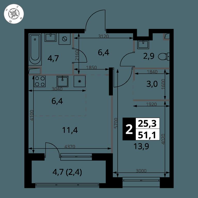 2-BD Apartment Sale, 51.1 sq. m. at 1-y Salarevskiy, Kiyevskoye Highway, Moskovskiy Settlement, Moscow, Russia #2 2-BD Apartment Sale, 51.1 sq. m. at 1-y Salarevskiy, Kiyevskoye Highway, Moskovskiy Settlement, Moscow, Russia #2