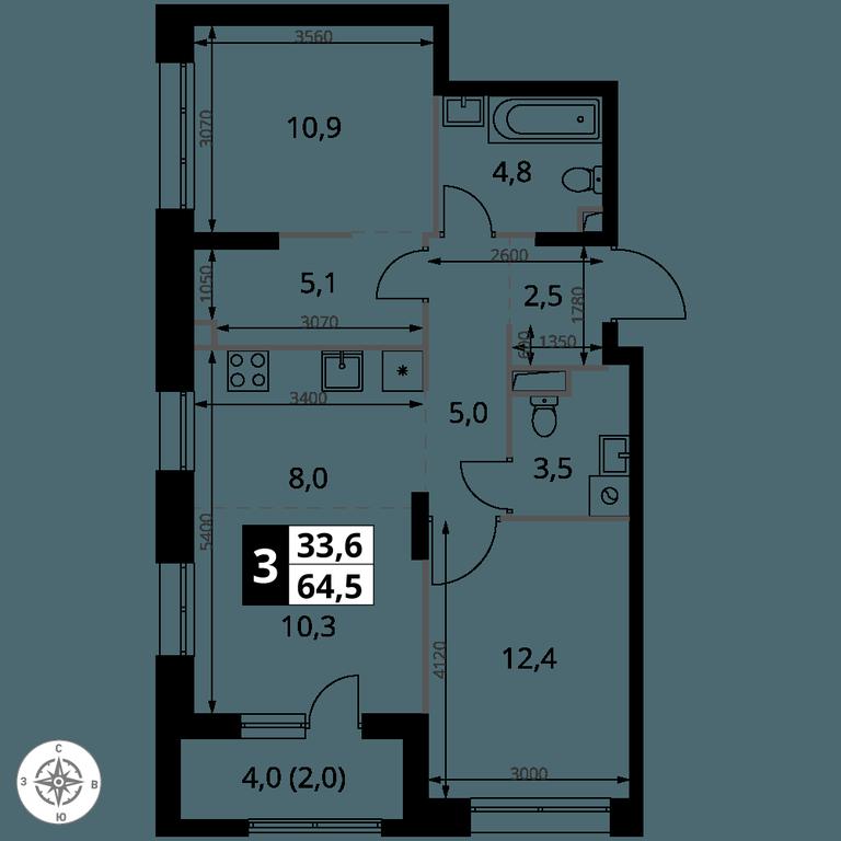 3-BD Apartment Sale, 64.5 sq. m. at 1-y Salarevskiy, Kiyevskoye Highway, Moskovskiy Settlement, Moscow, Russia #2 3-BD Apartment Sale, 64.5 sq. m. at 1-y Salarevskiy, Kiyevskoye Highway, Moskovskiy Settlement, Moscow, Russia #2