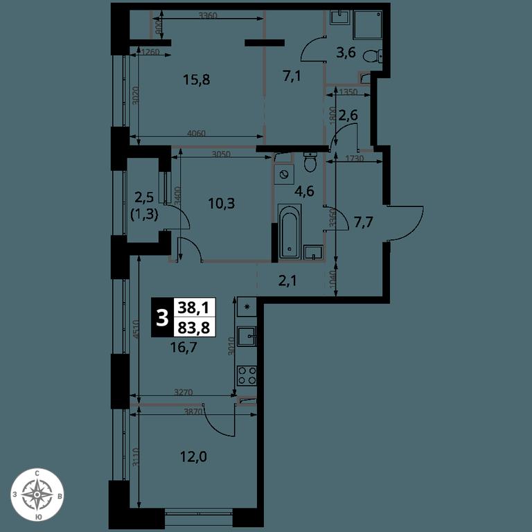 3-BD Apartment Sale, 83.8 sq. m. at 1-y Salarevskiy, Kiyevskoye Highway, Moskovskiy Settlement, Moscow, Russia #2 3-BD Apartment Sale, 83.8 sq. m. at 1-y Salarevskiy, Kiyevskoye Highway, Moskovskiy Settlement, Moscow, Russia #2