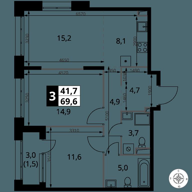 3-BD Apartment Sale, 69.6 sq. m. at 1-y Salarevskiy, Kiyevskoye Highway, Moskovskiy Settlement, Moscow, Russia #2 3-BD Apartment Sale, 69.6 sq. m. at 1-y Salarevskiy, Kiyevskoye Highway, Moskovskiy Settlement, Moscow, Russia #2