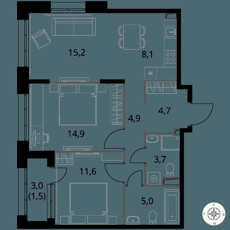 3-BD Apartment Sale, 69.6 sq. m. at 1-y Salarevskiy, Kiyevskoye Highway, Moskovskiy Settlement, Moscow, Russia #1 3-BD Apartment Sale, 69.6 sq. m. at 1-y Salarevskiy, Kiyevskoye Highway, Moskovskiy Settlement, Moscow, Russia #1
