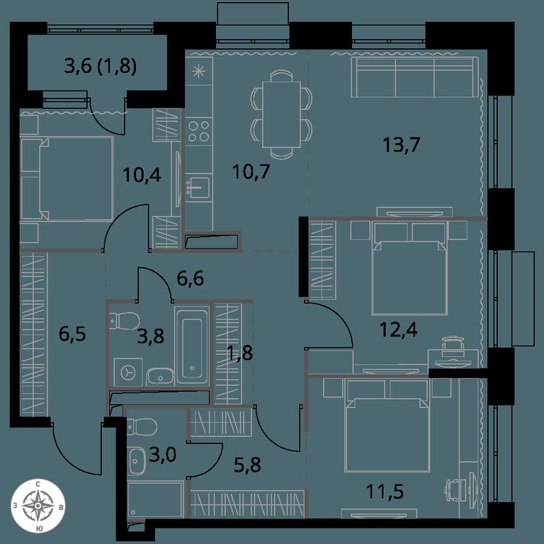 4-BD Apartment Sale, 88 sq. m. at 1-y Salarevskiy, Kiyevskoye Highway, Moskovskiy Settlement, Moscow, Russia #1 4-BD Apartment Sale, 88 sq. m. at 1-y Salarevskiy, Kiyevskoye Highway, Moskovskiy Settlement, Moscow, Russia #1