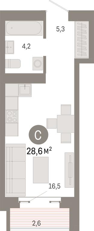 Apartment Sale, 28.6 sq. m. at Kvartal Metronom, Tagilskaya Street, Moscow, Russia #1