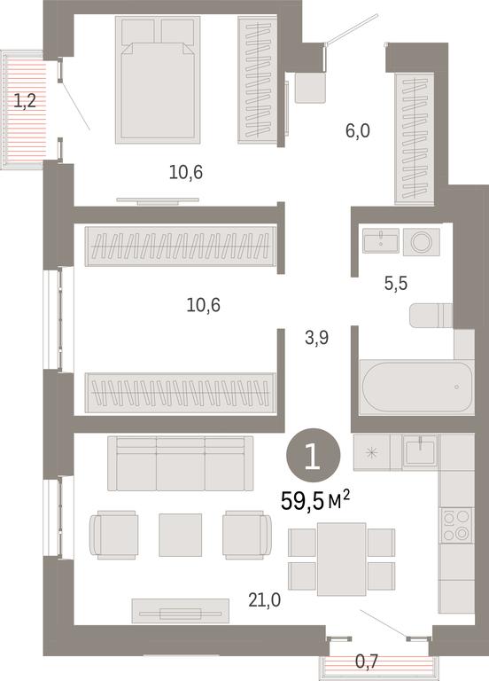 2-BD Apartment Sale, 59.5 sq. m. at Kvartal Metronom, Tagilskaya Street, Moscow, Russia #1 2-BD Apartment Sale, 59.5 sq. m. at Kvartal Metronom, Tagilskaya Street, Moscow, Russia #1