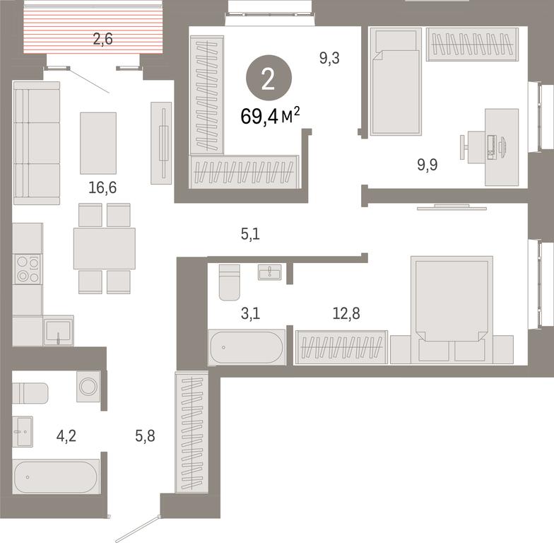 3-BD Apartment Sale, 69.4 sq. m. at Kvartal Metronom, Tagilskaya Street, Moscow, Russia #1 3-BD Apartment Sale, 69.4 sq. m. at Kvartal Metronom, Tagilskaya Street, Moscow, Russia #1