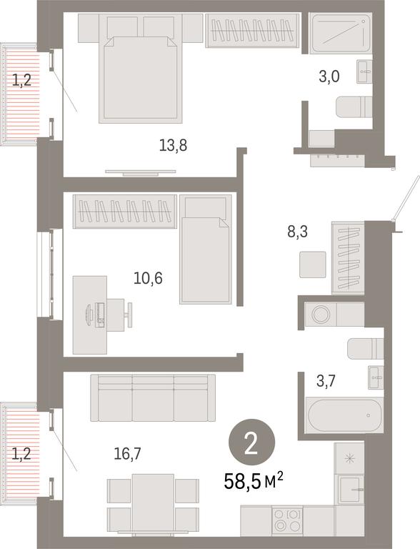 2-BD Apartment Sale, 58.5 sq. m. at Kvartal Metronom, Tagilskaya Street, Moscow, Russia #1 2-BD Apartment Sale, 58.5 sq. m. at Kvartal Metronom, Tagilskaya Street, Moscow, Russia #1