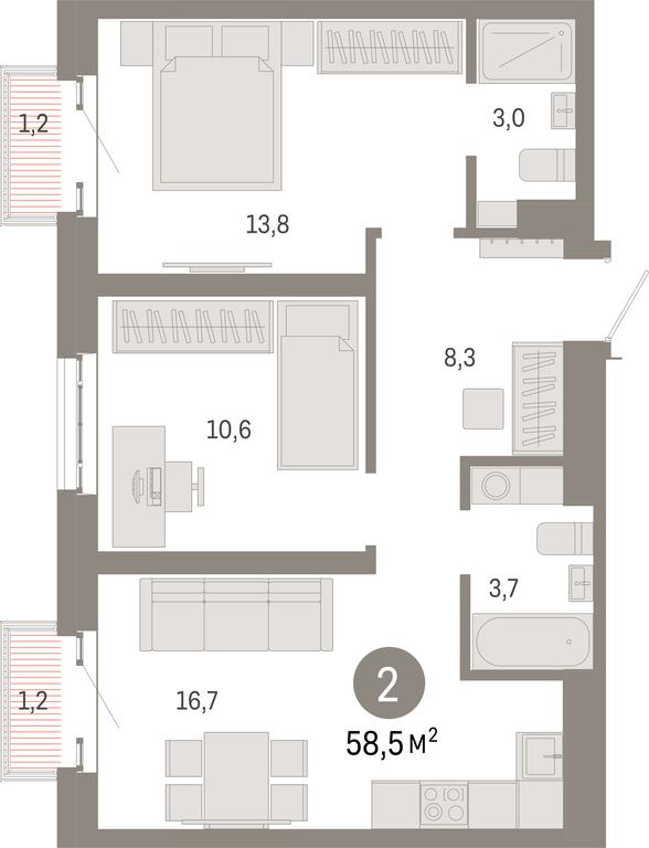 2-BD Apartment Sale, 58.5 sq. m. at Kvartal Metronom, Tagilskaya Street, Moscow, Russia #1 2-BD Apartment Sale, 58.5 sq. m. at Kvartal Metronom, Tagilskaya Street, Moscow, Russia #1