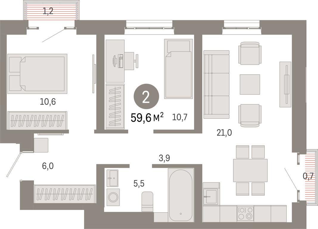 2-BD Apartment Sale, 59.6平方米 at Kvartal Metronom, Tagilskaya Street, Moscow, Russia #1 2-BD Apartment Sale, 59.6平方米 at Kvartal Metronom, Tagilskaya Street, Moscow, Russia #1