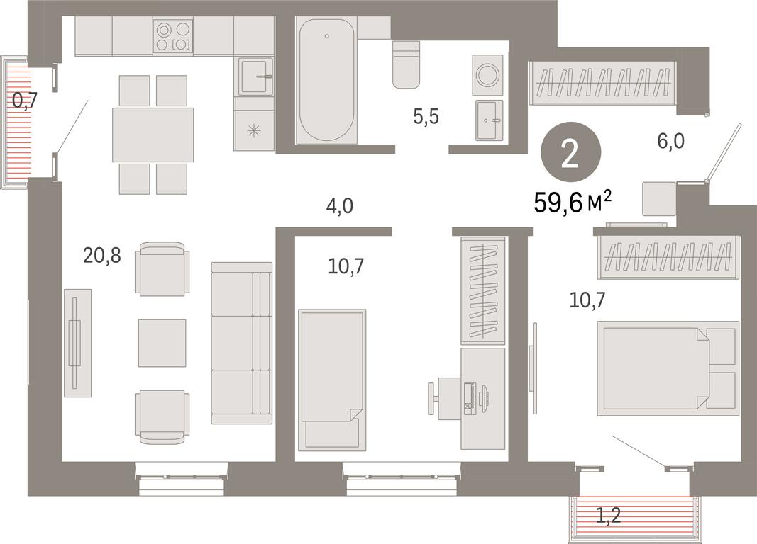 2-BD Apartment Sale, 59.6 sq. m. at Kvartal Metronom, Tagilskaya Street, Moscow, Russia #1 2-BD Apartment Sale, 59.6 sq. m. at Kvartal Metronom, Tagilskaya Street, Moscow, Russia #1