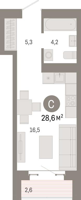 Apartment Sale, 28.6 sq. m. at Kvartal Metronom, Tagilskaya Street, Moscow, Russia #1