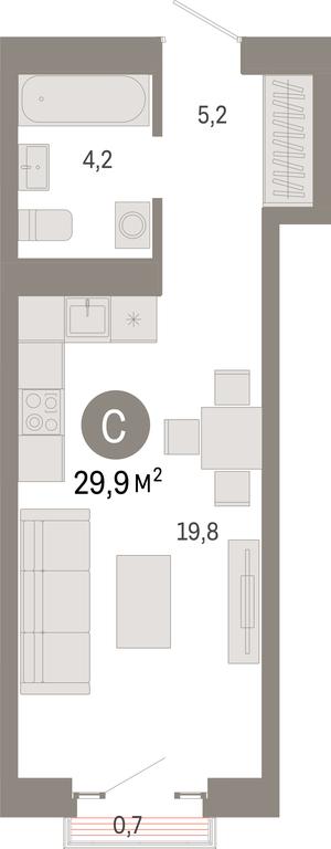 Apartment Sale, 29.9平方米 at Kvartal Metronom, Tagilskaya Street, Moscow, Russia #1