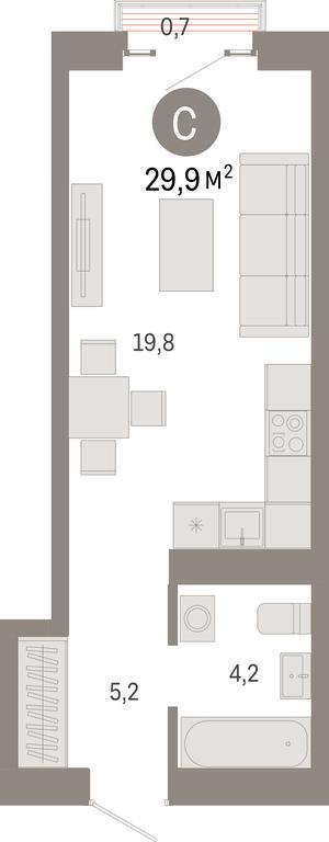 Apartment Sale, 29.9 sq. m. at Kvartal Metronom, Tagilskaya Street, Moscow, Russia #1