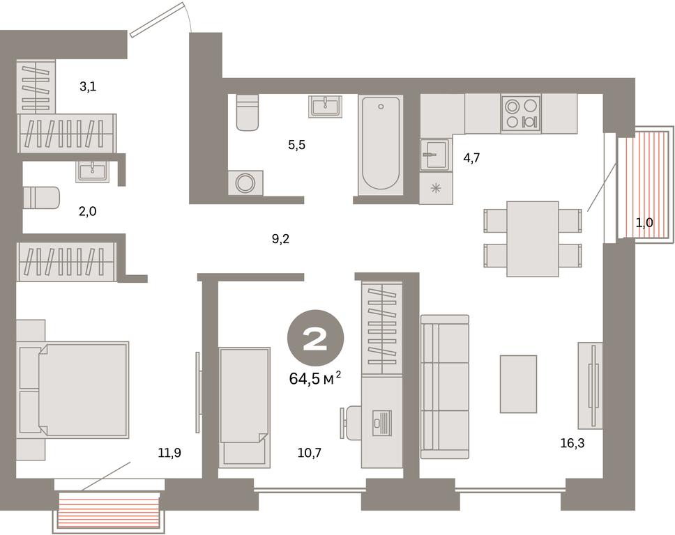 2-BD Apartment Sale, 64.5 sq. m. at Kvartal Metronom, Tagilskaya Street, Moscow, Russia #1 2-BD Apartment Sale, 64.5 sq. m. at Kvartal Metronom, Tagilskaya Street, Moscow, Russia #1